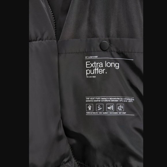 ZARA WOMEN NEW EXTRA-LONG WATER-REPELLENT PUFFER COAT BLACK 4391/700 BLOGGERS - Picture 14 of 15